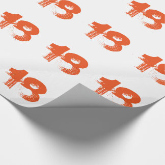 18. Geburtstag für jedermann, orange auf Weiß Geschenkpapier