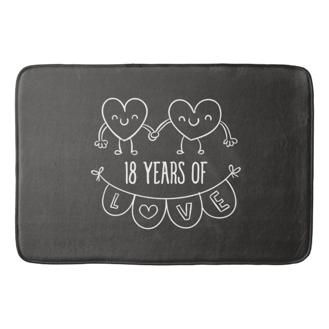 18. Geburtstag Geschenk Chalk Herzen Badematte (Vorderseite)