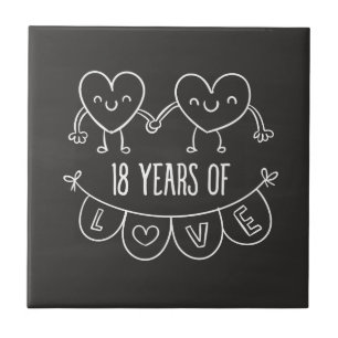 18. Geburtstag Geschenk Chalk Herzen Fliese
