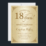 18. Geburtstag - Goldene Damaskus Einladung<br><div class="desc">Einladung zum 18. Geburtstag. Elegantes Vintages Schwarz-Imitat-Gold-Design mit Damast-Muster. Enthält Skript-Schriftart. Bis 18 Jahre! Kann in jedem Alter personalisiert werden! Nachricht,  wenn Sie weitere Anpassungen benötigen.</div>