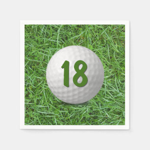 18. Geburtstag Golf Ball auf Gras Serviette