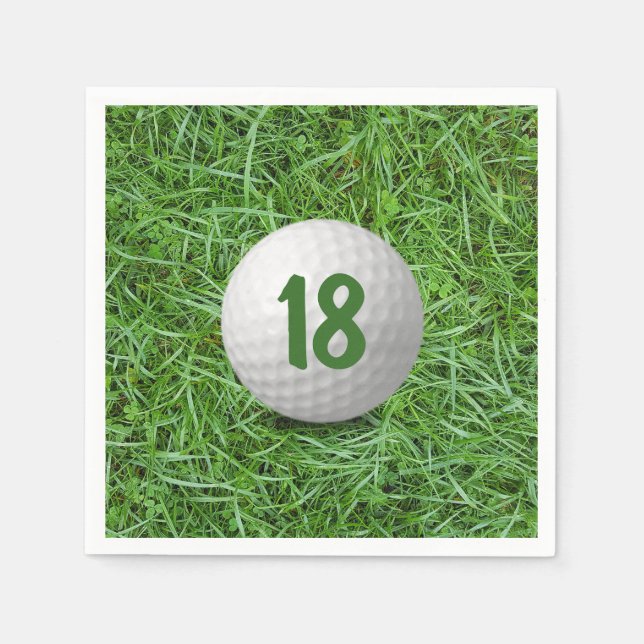 18. Geburtstag Golf Ball auf Gras Serviette (Vorderseite)