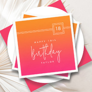 18. Geburtstag Heiß rosa Orange Farben Serviette