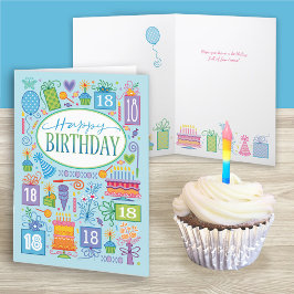 18. Geburtstag helle Pastellfarben auf Blue Card Karte