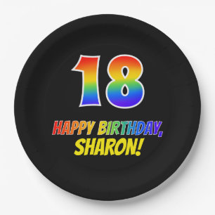 18. Geburtstag: kühl, Spaß, einfach, Regenbogen  Pappteller