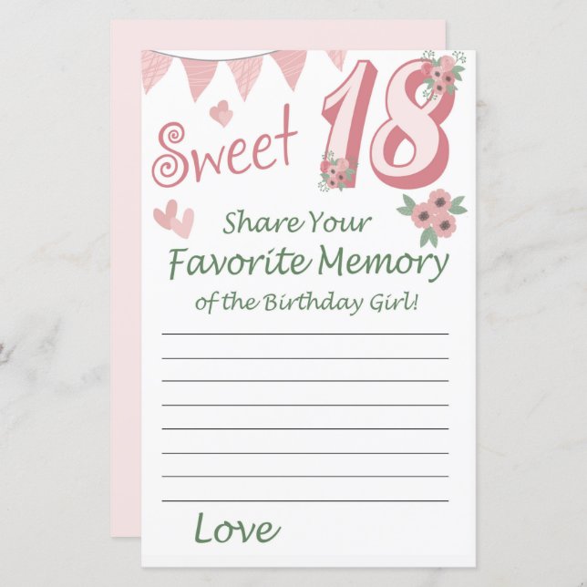 18. Geburtstag Lieblingsgedächtnis des Geburtstags (Vorne/Hinten)