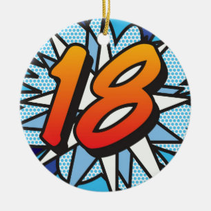 18. Geburtstag Lustiges Retro-Comicbook Keramik Ornament