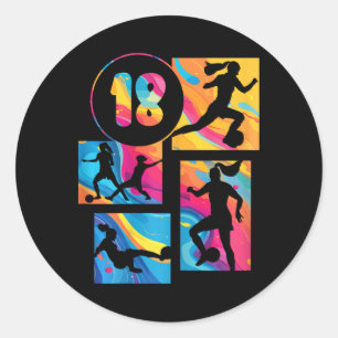 18. Geburtstag Mädchen Fußballspielerin Fußball 18 Runder Aufkleber