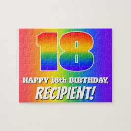 18. Geburtstag — mehrfarbiges Regenbogenmuster "18