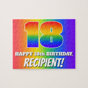 18. Geburtstag — mehrfarbiges Regenbogenmuster "18