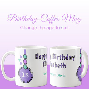 18. Geburtstag Name lila grün Kaffeetasse
