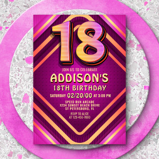 18. Geburtstag Neon Einladung