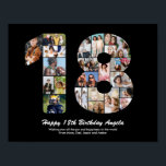 18. Geburtstag Nr. 18 Custom Foto Collage Poster<br><div class="desc">Mit dieser bezaubernden 18. Geburtstagsnacht-Collage können Sie Jahre voller Erinnerungen und Abenteuer erleben. Diese individuell gestaltbare Vorlage ist die perfekte Mischung aus Kreativität und Stimmung und ermöglicht Ihnen, ein wahrhaft unvergessliches und personalisiertes Geschenk für den besonderen Tag Ihrer Lieben zu machen. Erleben Sie das Wesentliche von unglaublichen Jahren in einem...</div>