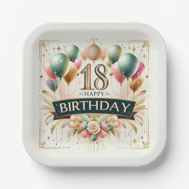 18. Geburtstag Pappteller (Vorderseite)