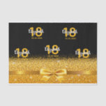 18. Geburtstag Party chic Gold Bogen Funkel schwar Seidenpapier<br><div class="desc">Elegant,  klassisch,  glamourös und feminin.  Ein goldfarbener Bogen mit goldenem Glitzer und Funkeln in den Imitaten,  ein bisschen Blu und Luxus für eine 16. Geburtstagsparty.  Schwarzer Hintergrund Vorlagen für ihren Namen,  Alter 18,  Geburtsdatum und Jahrestag.</div>