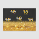 18. Geburtstag Party chic Gold Bogen Funkel schwar Seidenpapier<br><div class="desc">Elegant,  klassisch,  glamourös und feminin.  Ein goldfarbener Bogen mit goldenem Glitzer und Funkeln in den Imitaten,  ein bisschen Blu und Luxus für eine 16. Geburtstagsparty.  Schwarzer Hintergrund Vorlagen für ihren Namen,  Alter 18,  Geburtsdatum und Jahrestag.</div>