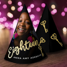 18. Geburtstag personalisierter Foto-Schlüssel zur Partyhütchen