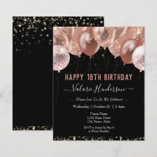 18. Geburtstag Pink Balloons Haushalt Einladung