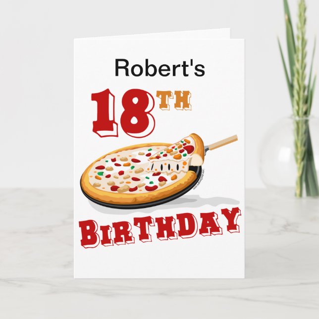 18. Geburtstag Pizza Party Karte (Vorderseite)