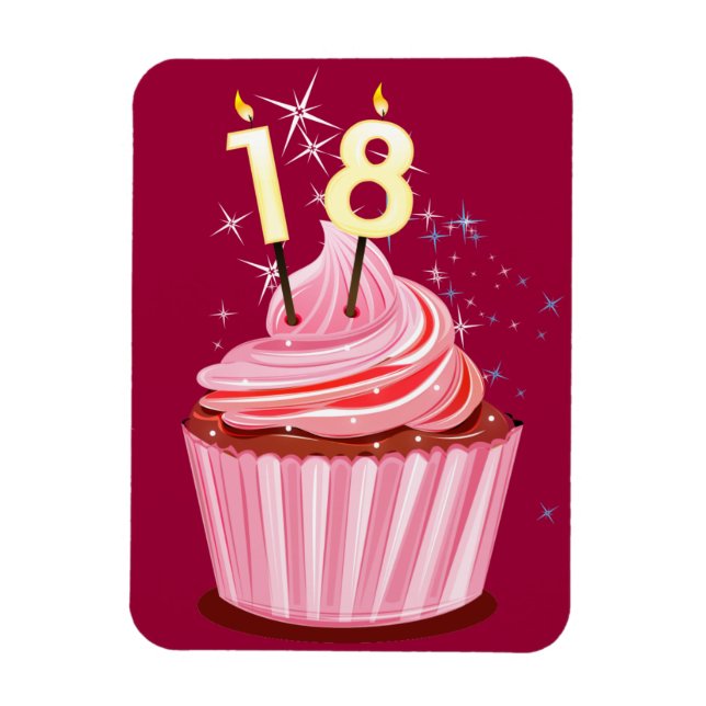 18. Geburtstag - Rosa Cupcake Magnet (Vertikal)