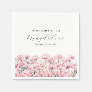 18. Geburtstag Rosa Nelke Januar Geburtsblume Serviette