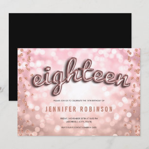 18. Geburtstag Rose Gold Blush Ballons Glitter Einladung