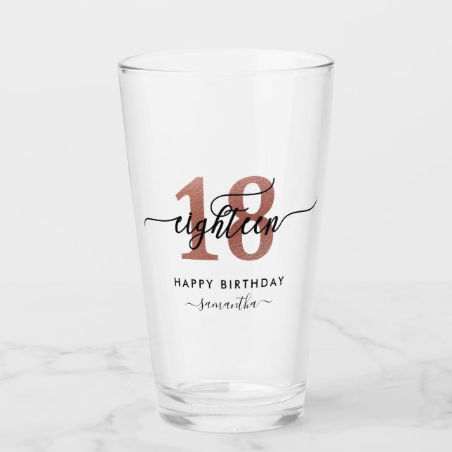 18. Geburtstag Rose Gold Glas (Vorderseite)