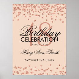 18. Geburtstag Rose Gold Imitate Glitzer Confetti Poster
