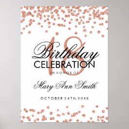 18. Geburtstag Rose Gold Imitate Glitzer Confetti Poster