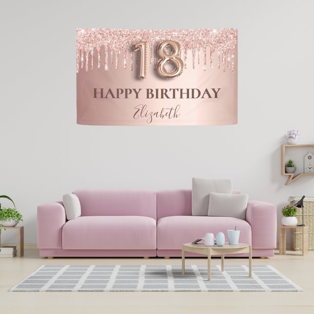 18. Geburtstag Rose Gold rosa Tropfen Banner (Von Creator hochgeladen)