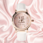 18. Geburtstag Rose Goldname Armbanduhr<br><div class="desc">Ein Geschenk für einen 18. Geburtstag. Eine Hintergrundfarbe für den Farbverlauf in Rose. Name,  Datum hinzufügen</div>