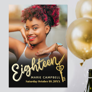 18. Geburtstag Schlüsselparty schwarz gold individ Poster