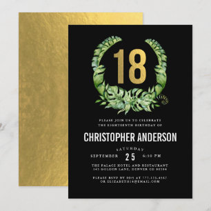 18. Geburtstag schwarze Goldjungen Einladung