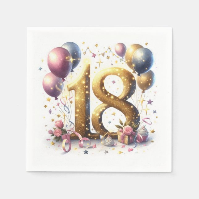 18. Geburtstag Serviette (Vorderseite)