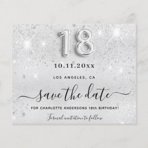 18. Geburtstag Silber Glitter Budget Save-the-Date Flyer