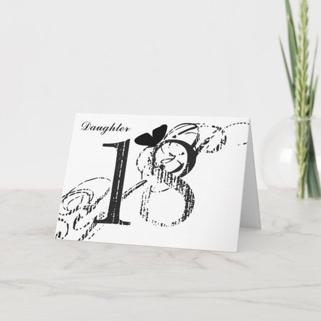 18. Geburtstag, Tochter, Schmetterling, schwarz &  Karte (Vorderseite)