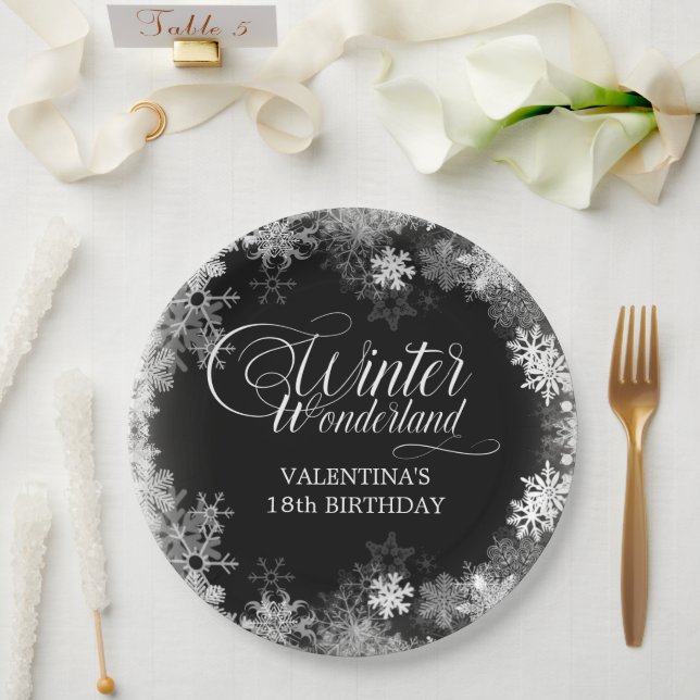 18. Geburtstag Winterwonderland Snowflake Gefallen Pappteller (Hochzeit)