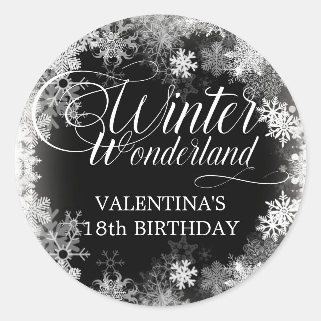 18. Geburtstag Winterwonderland Snowflake Gefallen Runder Aufkleber (Vorderseite)