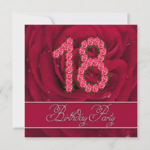 18. Geburtstags-Party Einladung mit Rosen