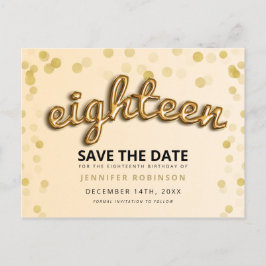 18. Geburtstags-Save the Date Gold steigt Glitzer Ankündigungspostkarte