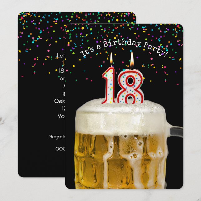 18. Geburtstagskandle-Party Einladung (Vorne/Hinten)