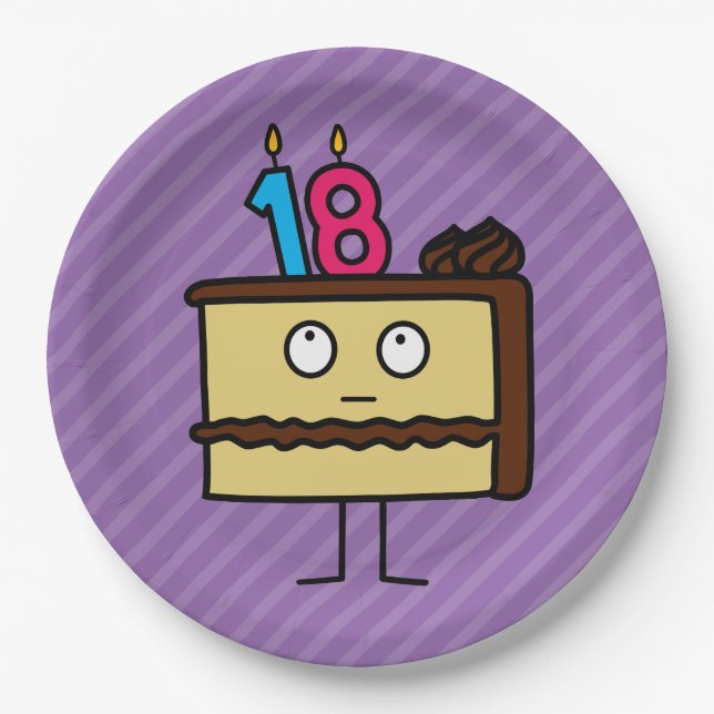 18. Geburtstagskuchen mit Kerzen Pappteller (Vorderseite)