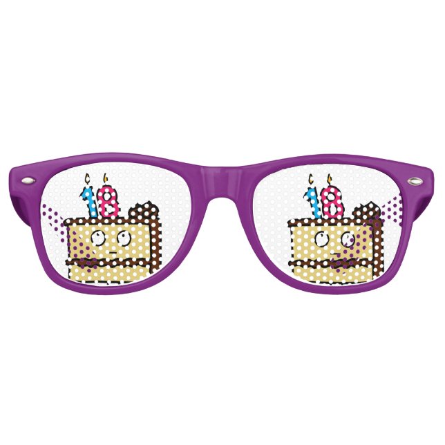 18. Geburtstagskuchen mit Kerzen Sonnenbrille (Vorderseite)