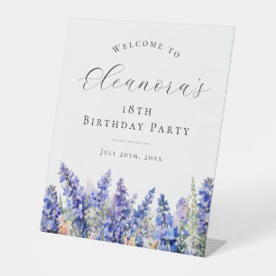 18. Geburtstagsparty Blue July Birth Blume Willkom Sockelschild