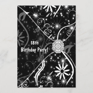 18. Geburtstagsparty-Einladung Black Jewel 18. Einladung