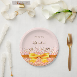 18. Geburtstagsparty errötet Rose Gold Pappteller