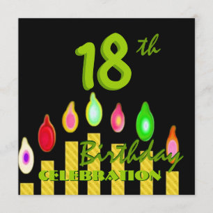 18. Geburtstagsparty Green Gold Candles W1188 Einladung