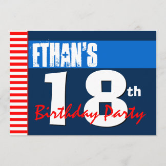 18. Geburtstagsparty Modernes Red White Blue 2B2A Einladung