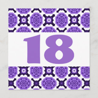18. Geburtstagsparty, Purple Flowers W934 Einladung