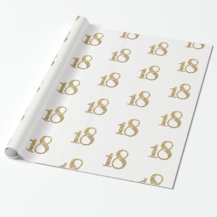 18 GOLD GLITZER NUMBER glamouröser funkelnd Geburt Geschenkpapier
